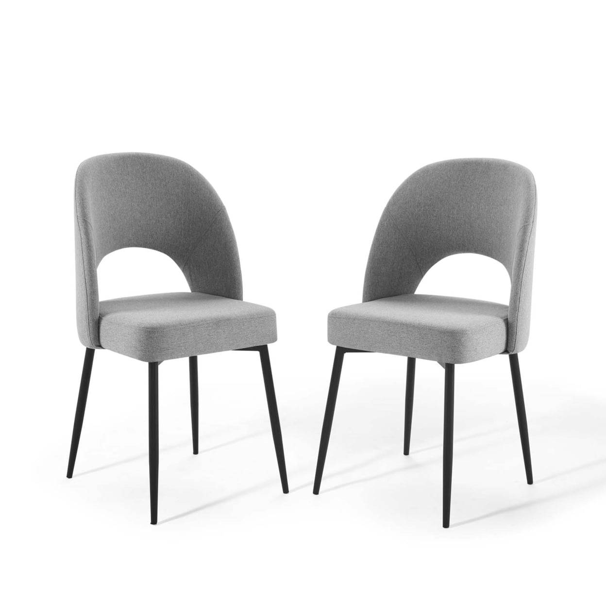 Rouse Dining Side Chair Upholstered Fabric Set of 2 Black Light Gray