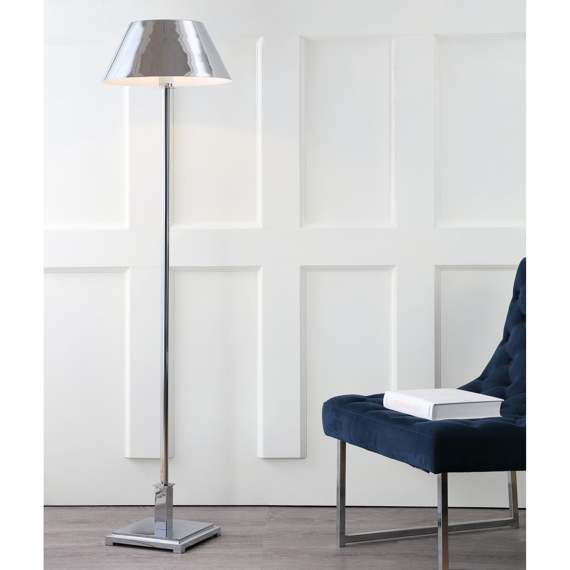 JONATHAN Y JYL6005A Roxy 60" Metal LED Floor Lamp, Contemporary, Modern, Transitional for living room, dinning room, bedroom, office Bulb Included, Chrome