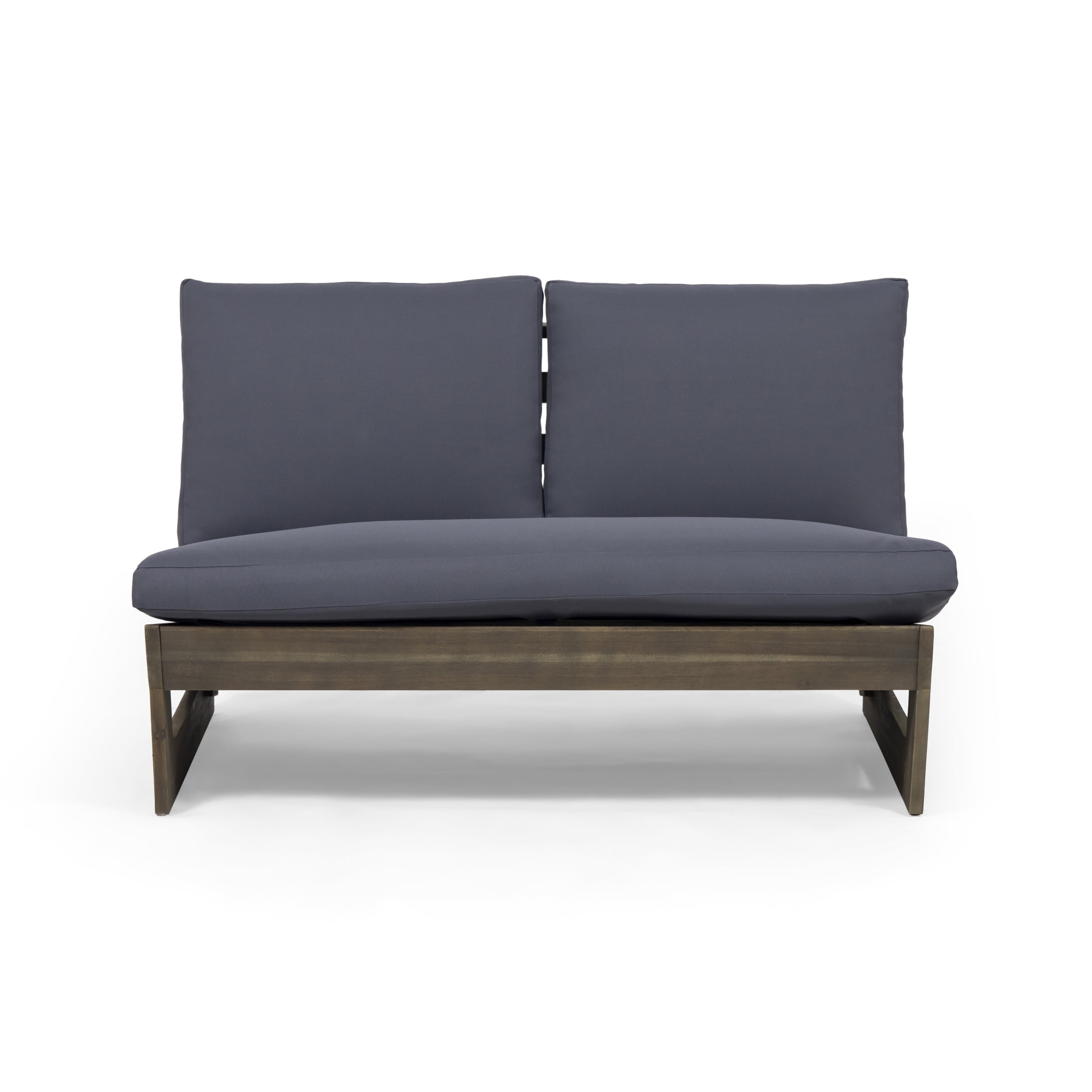 Noble House Sherwood Outdoor Acacia Wood Loveseat in Gray and Dark Gray