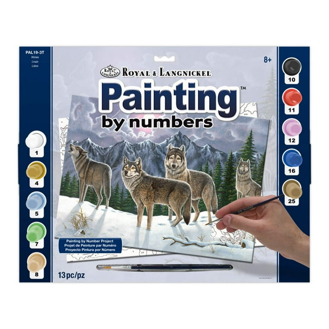 Royal Brush Adult Painting by Numbers Kit, Wolves