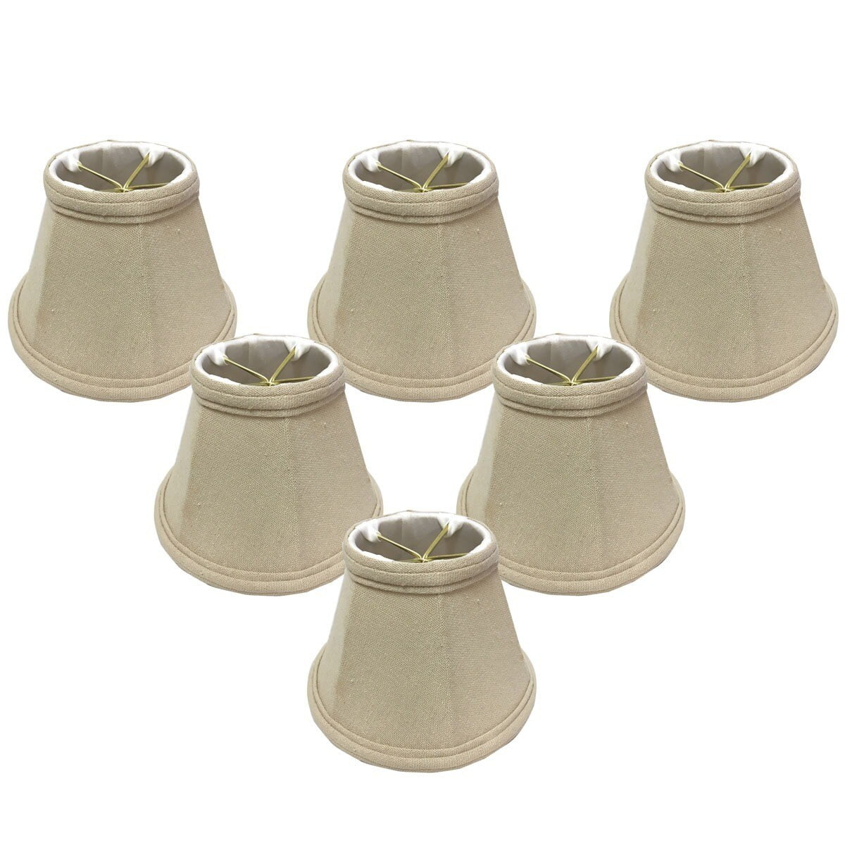 Royal Designs, Inc. Empire Chandelier Shade w/ Flame Clip Fitter,CS-104LNBG-6, Linen Beige, 3 x 6 x 4.25, Pack of 6