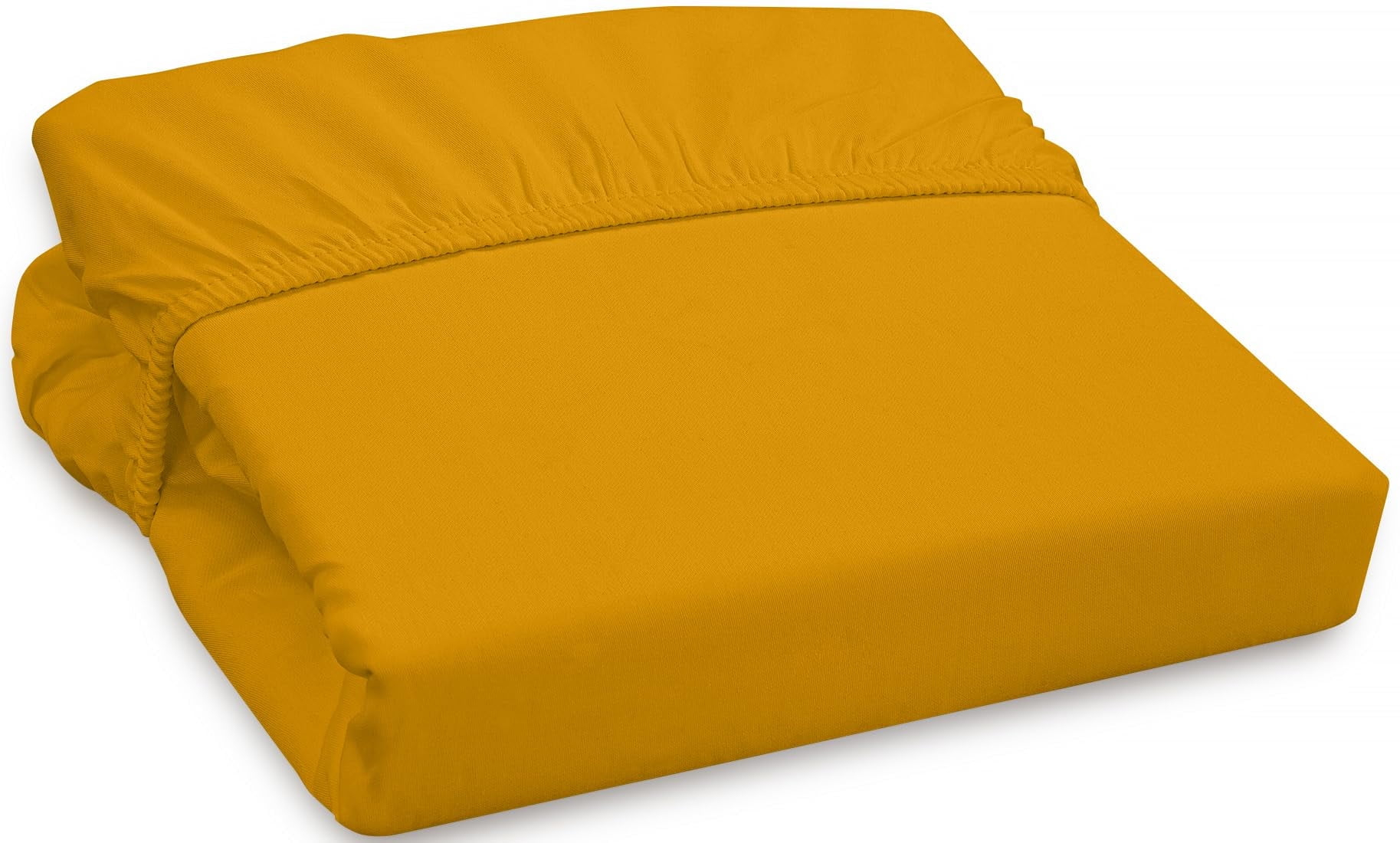 Royale Linen 300 Thread Count 100% Long Staple Combed Cotton Fitted Sheet - Super Soft Deep Pocket Bottom Sheet - Yellow Fitted Sheet Twin Size - Twin Fitted Sheet Only - Elastic Sheet (Twin, Yellow)