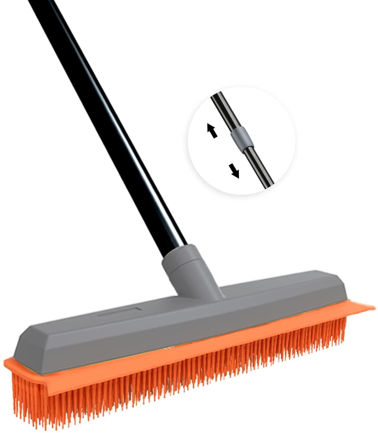 Rubber Push Handle Broom for Hardwood Floor,Carpet Rake Pet Hair Remover Broom