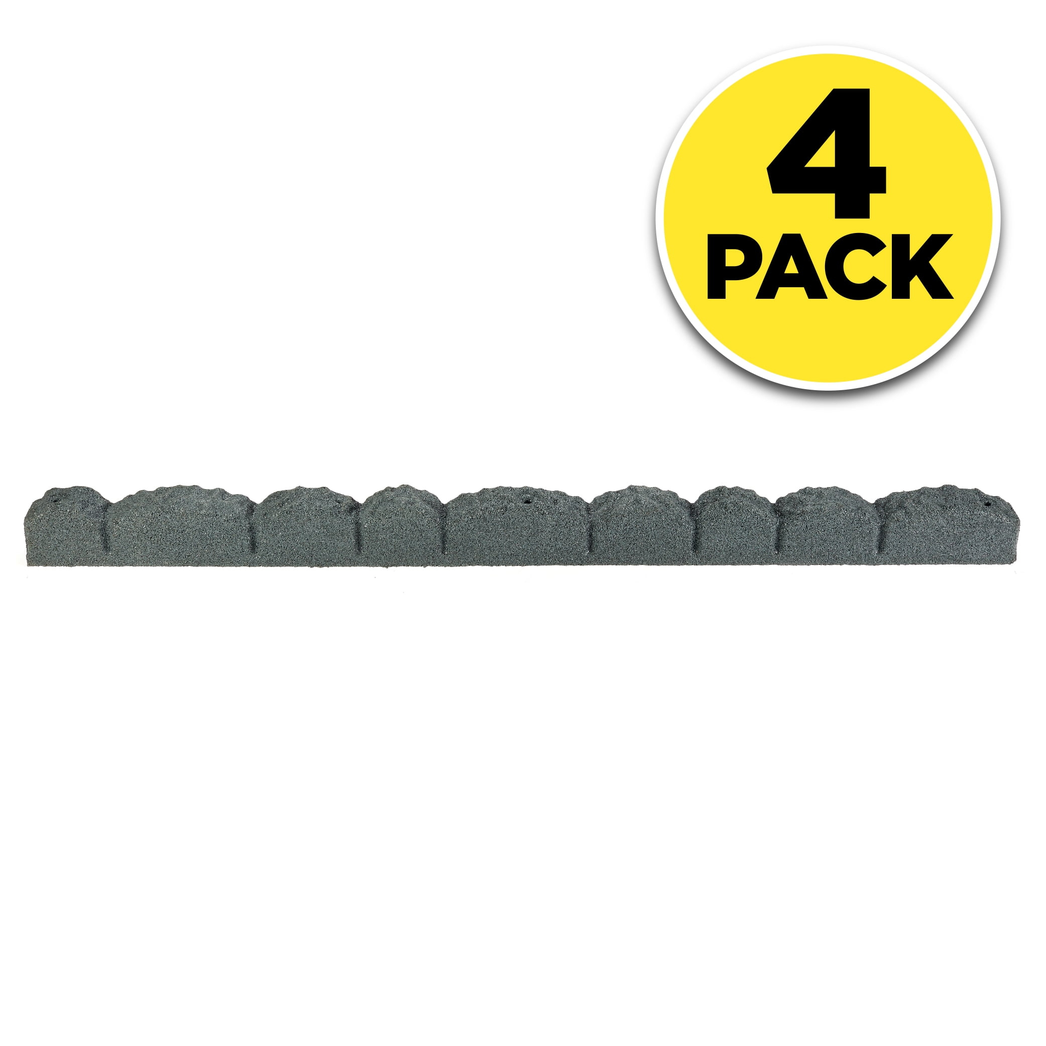 Rubberific Landscape Edging, 4' Gray Cobblestone Rubber Flower Garden Edging Border (4 Pack)