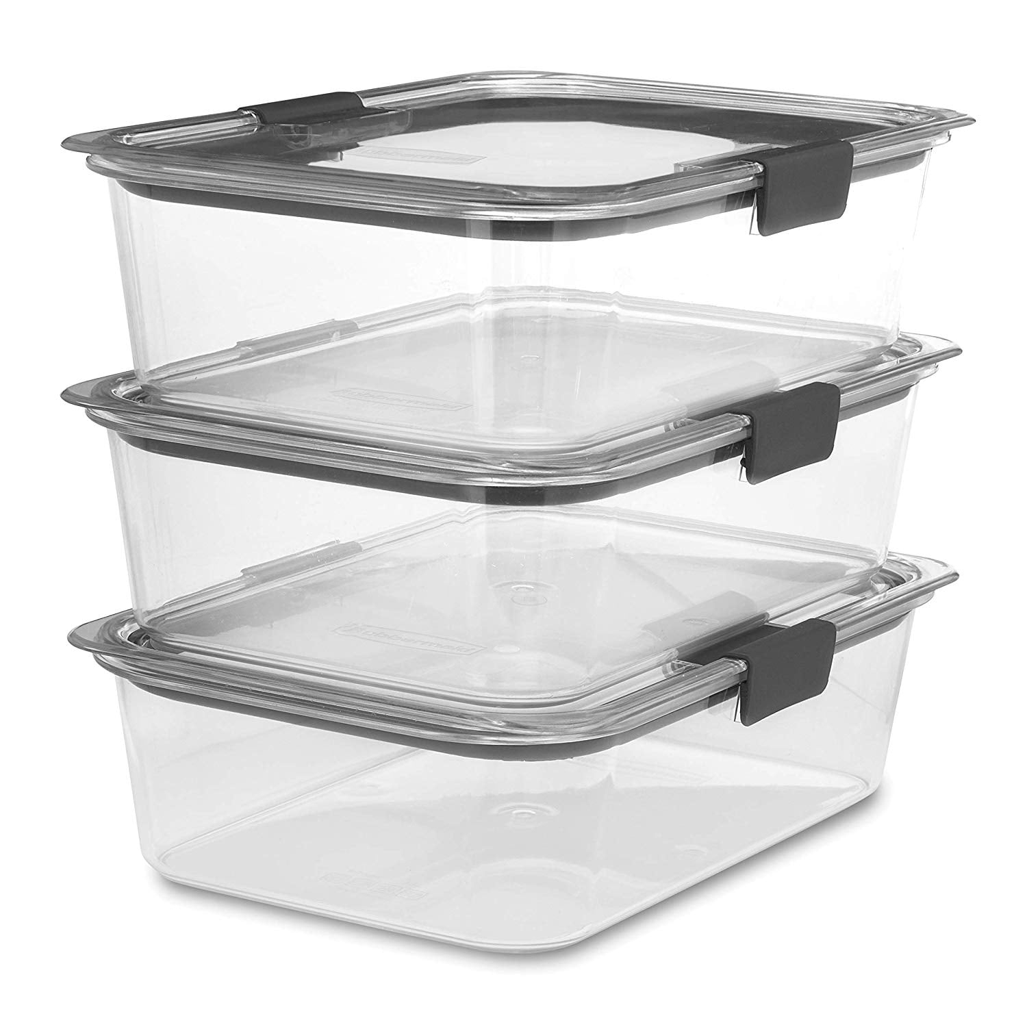 Rubbermaid 6013375 Brilliance Clear Food Container & Lid, Pack of 3
