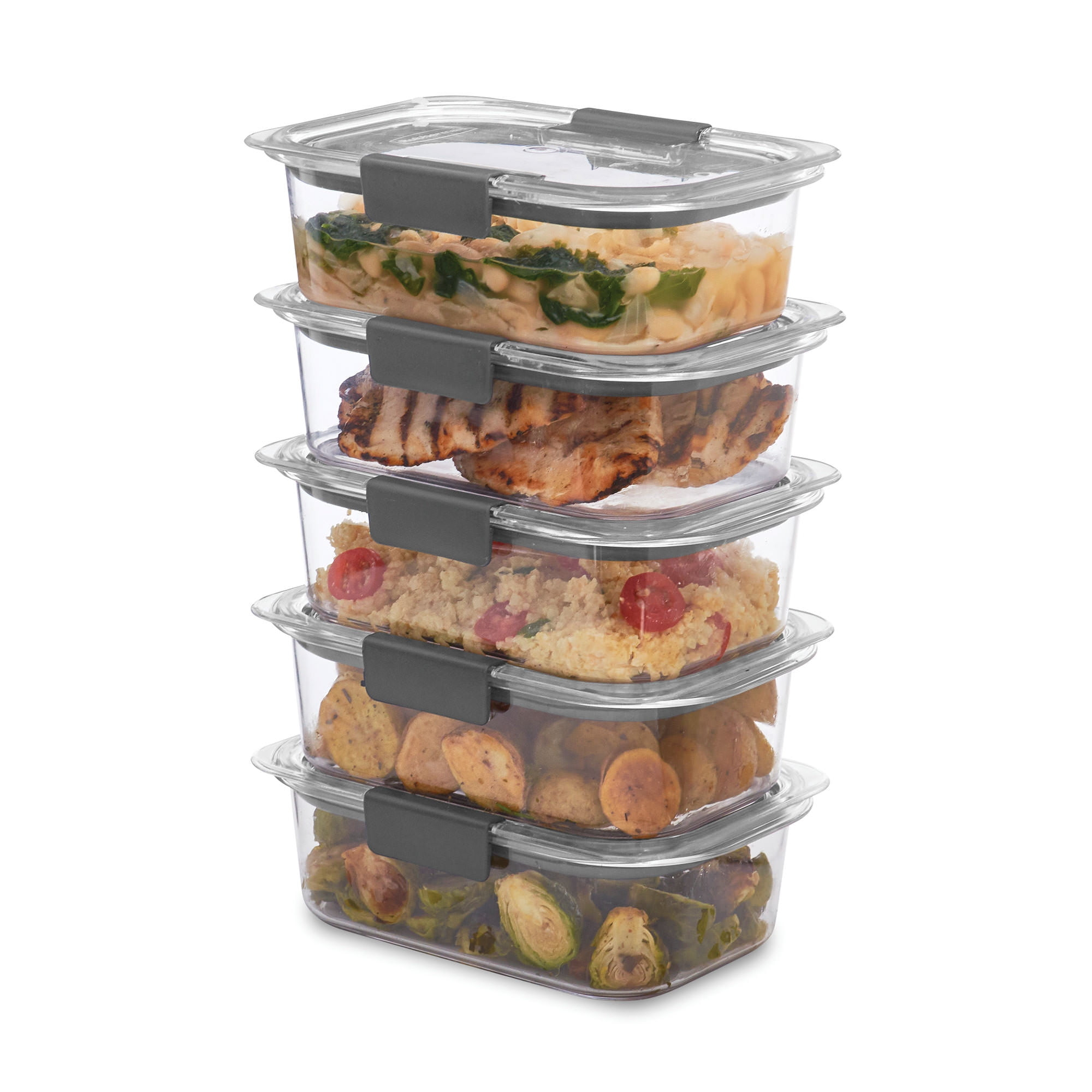 Rubbermaid Rubbermaid Brilliance Food Storage Containers, BPA-Free Plastic, Medium, 3.2 Cup, 5 Pack, Clear