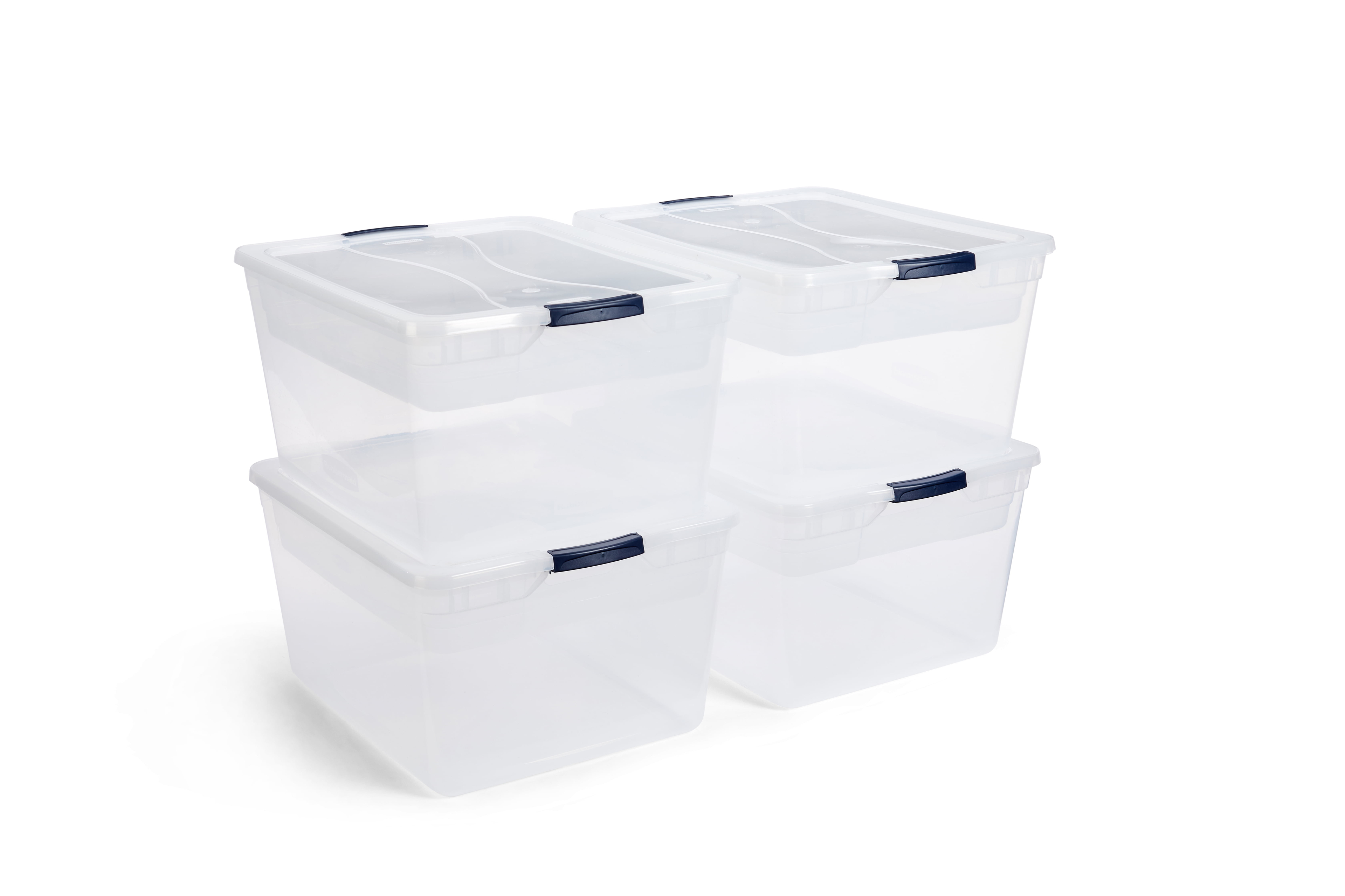 Clear Stackable Plastic Storage Bins with Latching Lids, 71 Quart