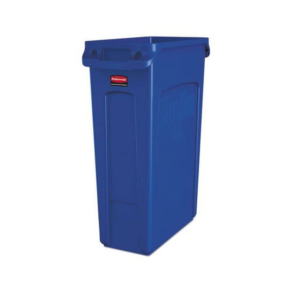 Rubbermaid Commercial Venting Slim Jim Waste Container - 23 gal Capacity - Durable, Vented, Handle - 30" Height x 22" Width x 11" Depth - Blue - 1 Each