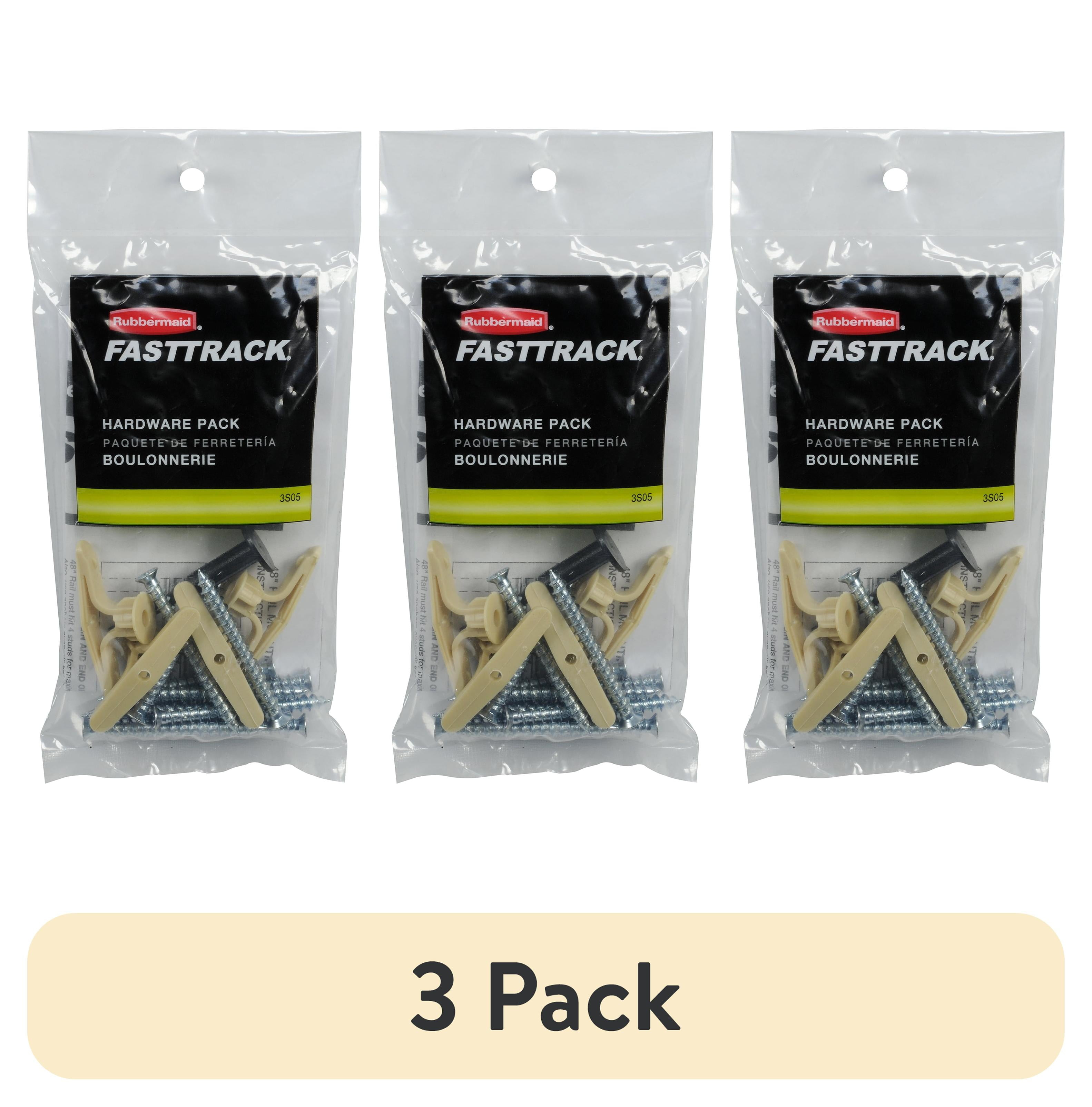 (3 pack) Rubbermaid Fast Track Garage Storage Rail Hardware Pack
