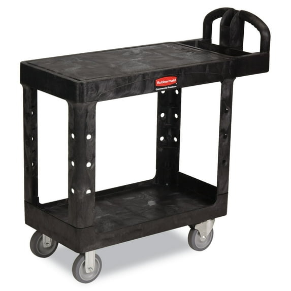 Rubbermaid Flat Shelf Utility Cart, Two-shelf, 19.19w X 37.88d X 33.33h, Black
