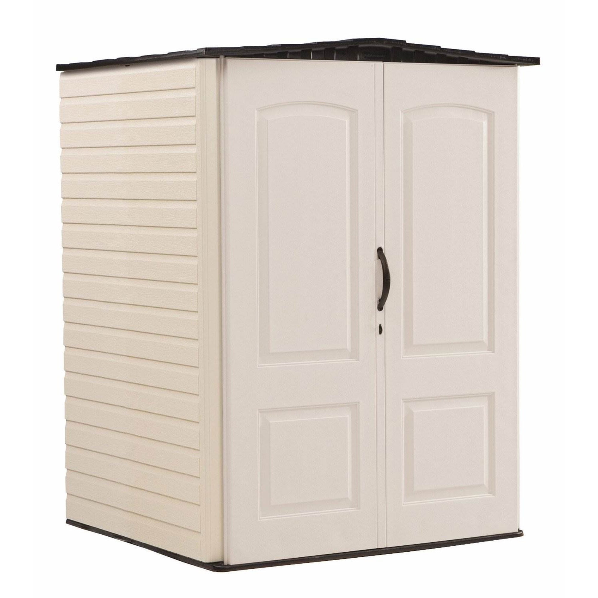 Rubbermaid Outdoor Medium Vertical Storage Shed, Resin, Beige, 72" H x 53.2" W x  57" L