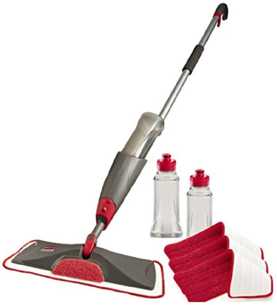 Rubbermaid Reveal Spray Microfiber Floor Mop Cleaning Kit for Laminate & Hardwood Floors, Spray Mop with Reusable Washable Pads, Commercial Mop