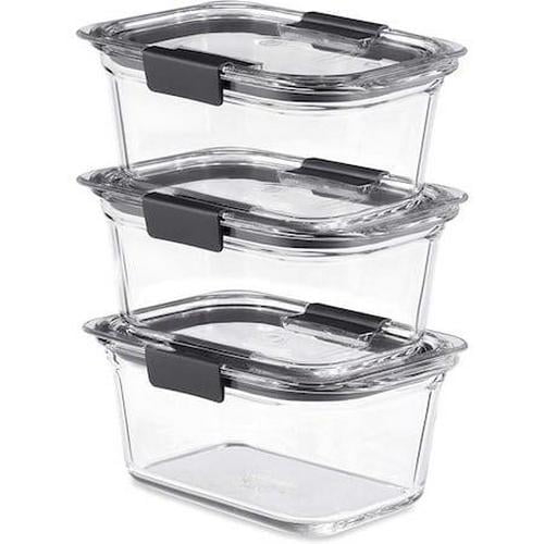 Rubbermaid 6013375 Brilliance Clear Food Container & Lid, Pack of 3