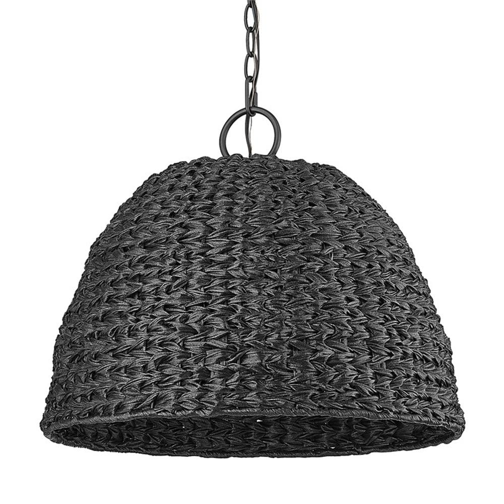 Rue 3-Light Outdoor Pendant in Natural Black with Silken Black Wicker