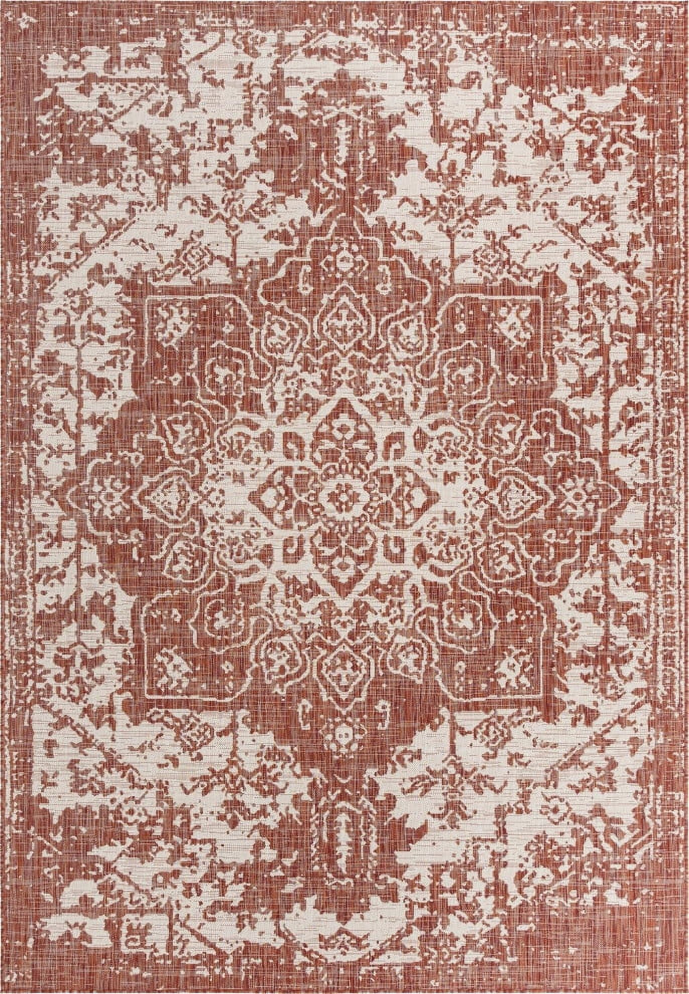 Jill Zarin Outdoor Collection Area Rug - Dubai (7' 1" x 10' Rectangle Rust Red/Ivory)