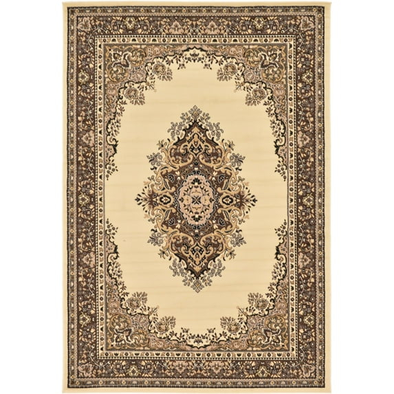 Rugs.com Amaya Collection Rug – 6' x 9' Ivory Medium Rug Perfect For Bedrooms, Dining Rooms, Living Rooms