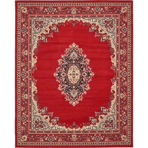 Rugs.com Amaya Collection Rug – 8' x 10' Red Medium Rug Perfect For Living Rooms, Large Dining Rooms, Open Floorplans