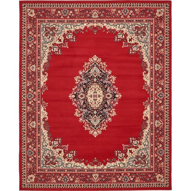 Rugs.com Amaya Collection Rug – 8' x 10' Red Medium Rug Perfect For Living Rooms, Large Dining Rooms, Open Floorplans