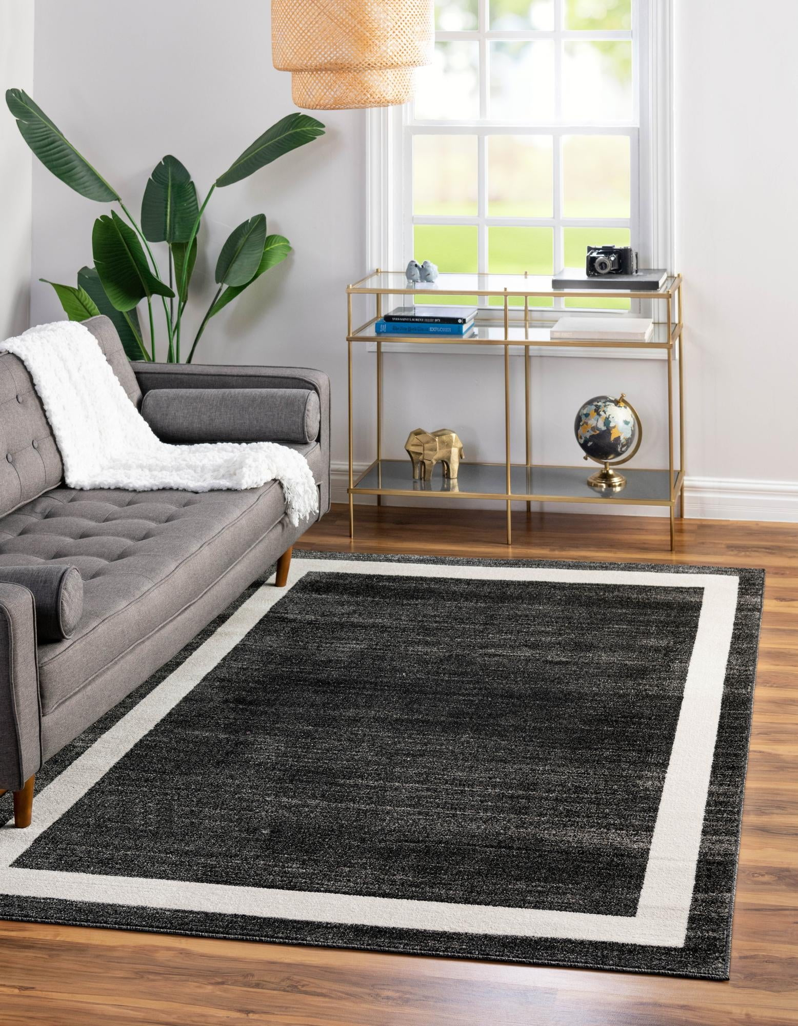 Rugs.com Angelica Collection Rug – 5' x 8' Black Medium Rug Perfect For Bedrooms, Dining Rooms, Living Rooms