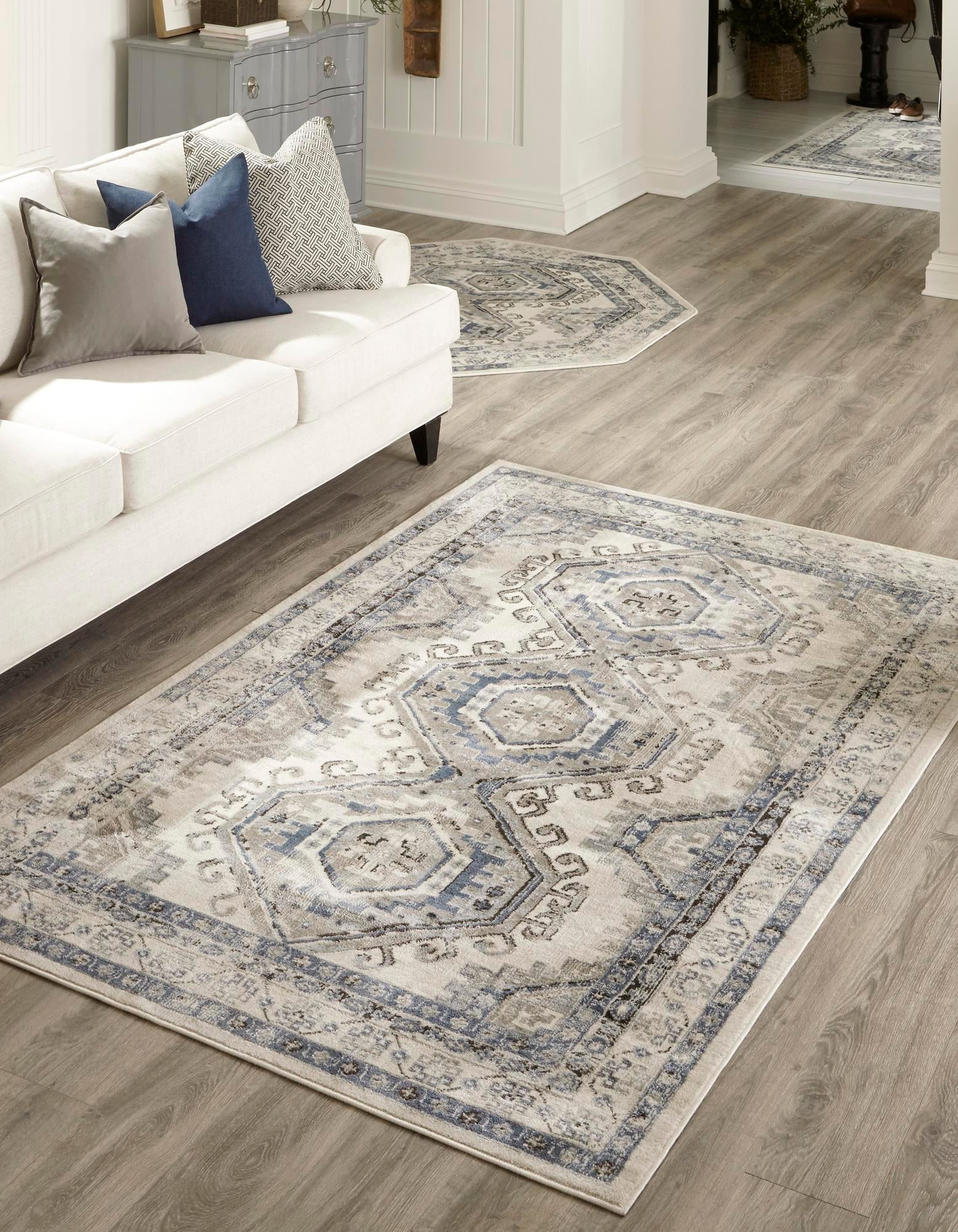 Rugs.com Charlotte Collection Rug – 3' x 5' Aqua Low-Pile Rug Perfect For Living Rooms, Large Dining Rooms, Open Floorplans