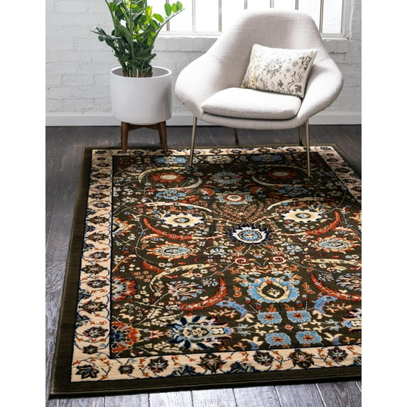 Rugs.com Neda Collection Rug – 8' x 10' Green Low Rug Perfect For Living Rooms, Large Dining Rooms, Open Floorplans