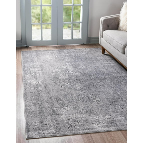 Rugs.com Oregon Collection Rug – 4' x 6' Gray Low-Pile Rug Perfect For Living Rooms, Large Dining Rooms, Open Floorplans