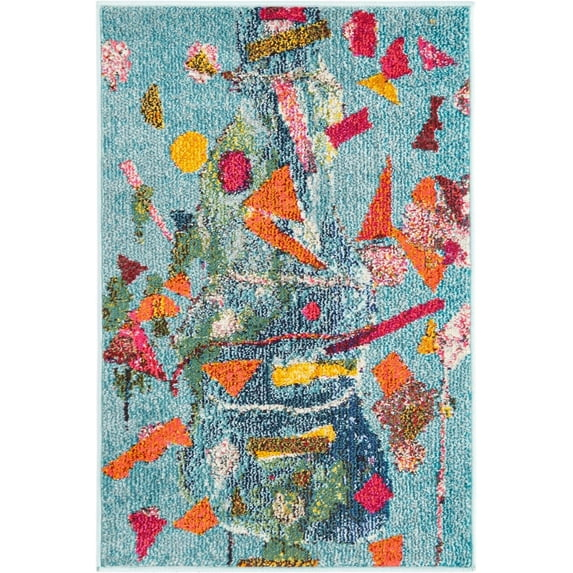 Rugs.com Vivid Collection Rug – 2' x 3' Aqua Medium-Pile Rug Perfect For Living Rooms, Large Dining Rooms, Open Floorplans