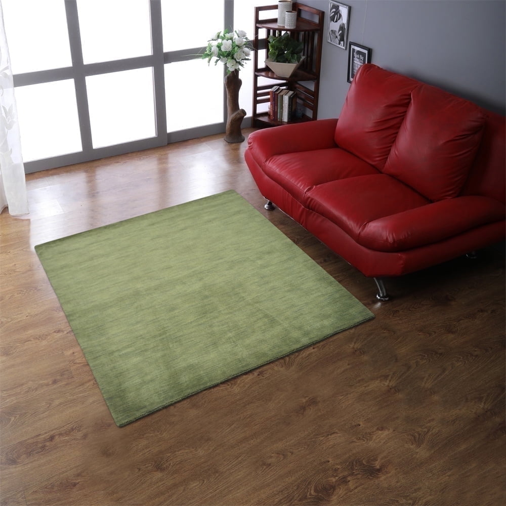 Rugsotic Carpets Handmade Rugs Hand Knotted Loom Square 10'x10' Green Wool for Indoor Use