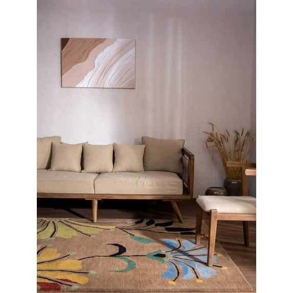 Rugsotic Carpets Hand Tufted Wool Eco-Friendly Area Rugs - 4'x6', Rectangle, Camel, Modern Contemporary Design, High Pile Handmade Anti Skid Rugs for Living Room, Bed Room (K00219)