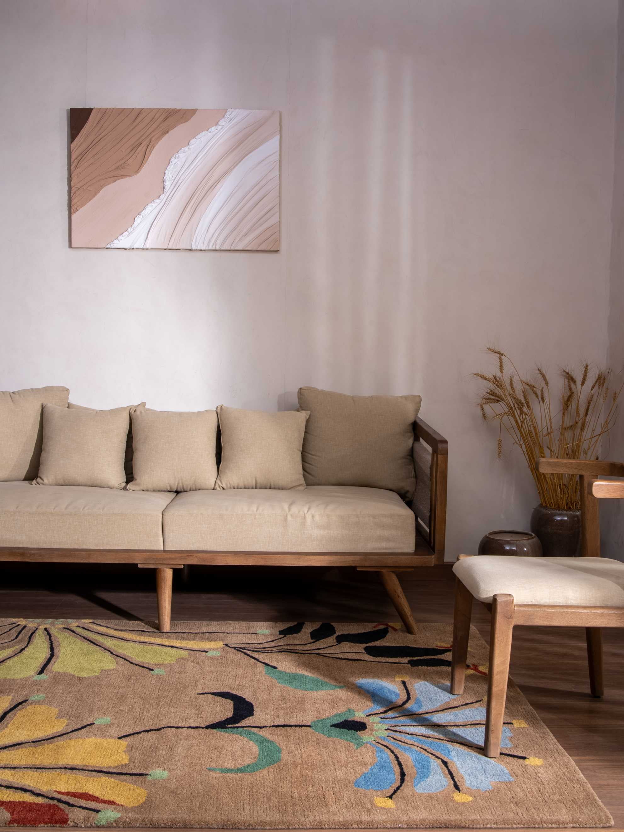 Rugsotic Carpets Hand Tufted Wool Eco-Friendly Area Rugs - 5'x8', Rectangle, Camel, Modern Contemporary Design, High Pile Handmade Anti Skid Rugs for Living Room, Bed Room (K00219)
