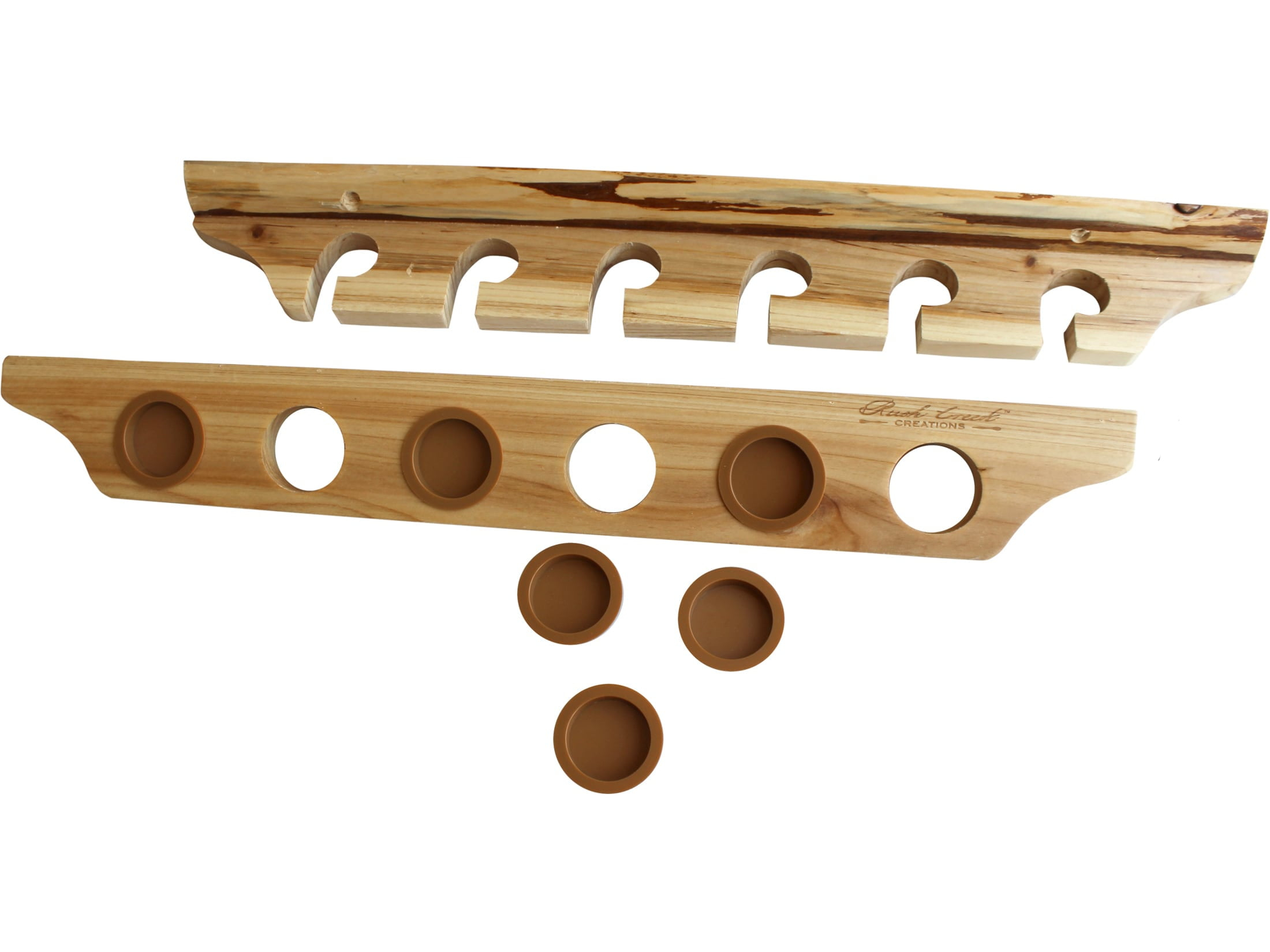 Rush Creek Creations 6 Fishing Rod Wall & Ceiling Rack, Rustic Wood Fishing Rod Holder, Vertical/Horizontal Mount