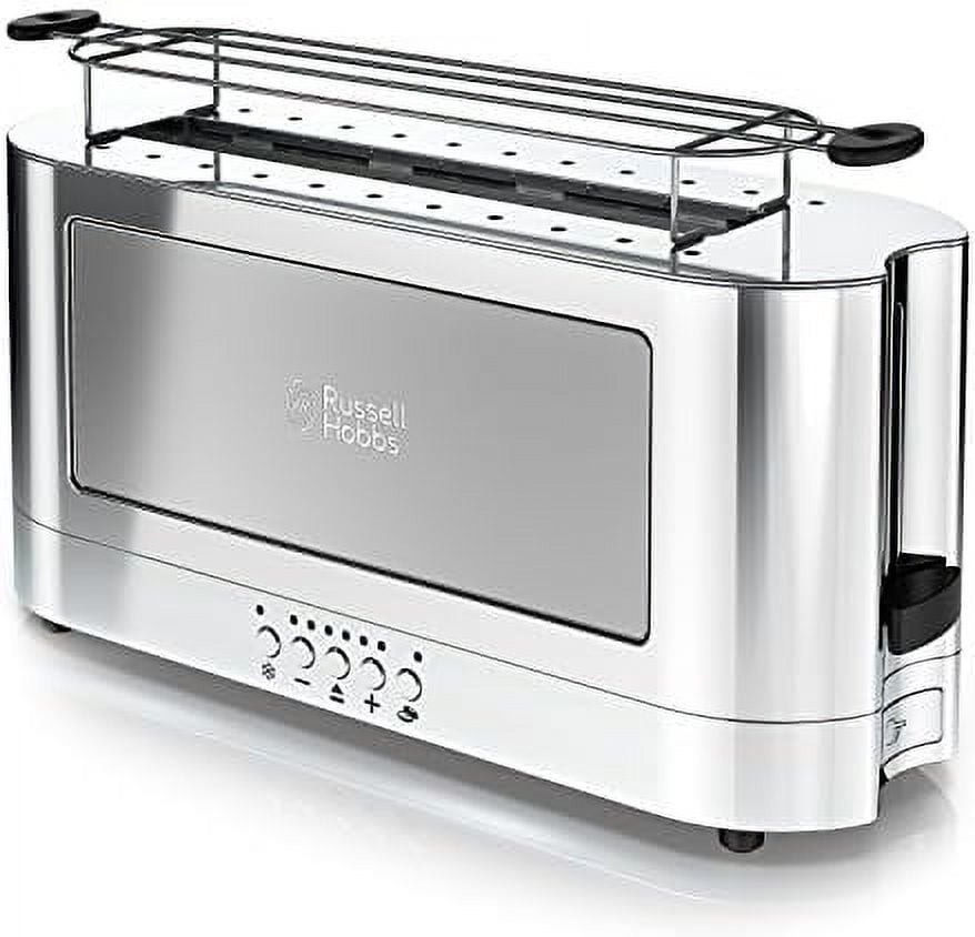 Russell Hobbs TRL9300GYR 2-Slice Glass Accent Long Toaster, Silver & Stainless Steel