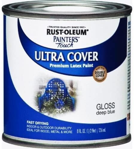 Rust-Oleum 224423 Painter Touch Ultra Cover Gloss Deep Blue Premium Latex Paint, 8 fl oz