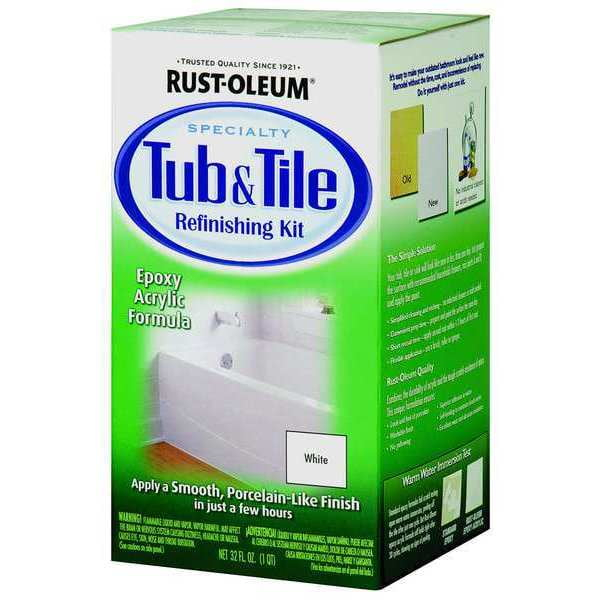 White, Rust-Oleum Gloss Tub & Tile Refinishing Kit- 384165