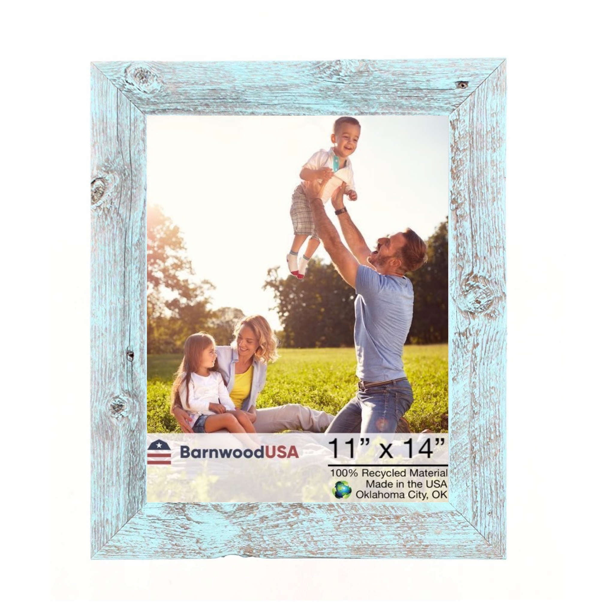 Rustic Farmhouse 11 in. x 14 in. Robins Egg Blue Reclaimed Wood Picture Frame (1.5 in. Molding)