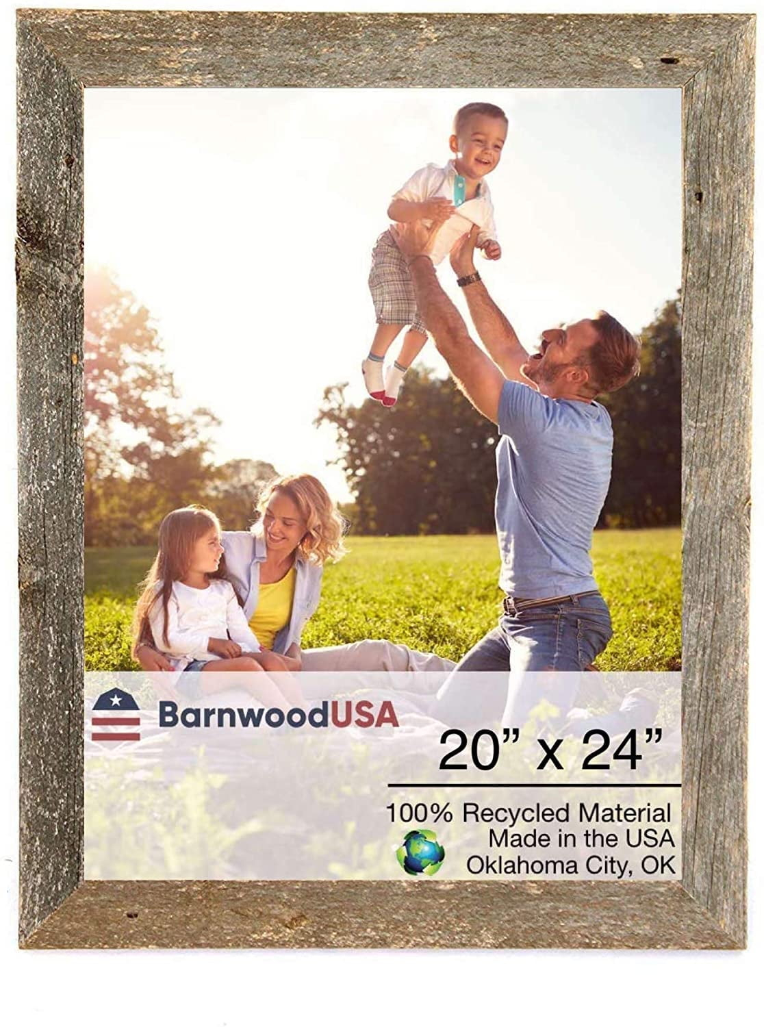 Rustic Farmhouse 20" x 24" Weathered Gray Reclaimed Wood Picture Frame (1.50" Molding)