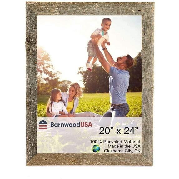 Rustic Farmhouse 20" x 24" Weathered Gray Reclaimed Wood Picture Frame (1.50" Molding)