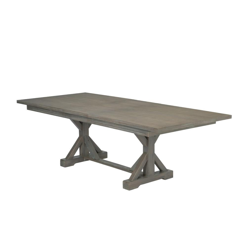 Rustic Gray Brown Wood Extendable Dining Table in Standard Height