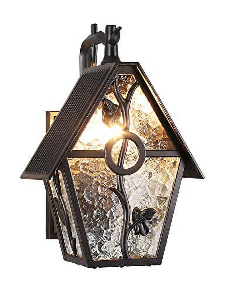 Rustic Outdoor Wall Lantern Exterior Wall Mounted Sconce Light Designer Style Outdoor Wall Light Fixtures for Home Patio Garden Garage Farmhouse Porch Lighting with Water Glass, Oil Rubbed Brown