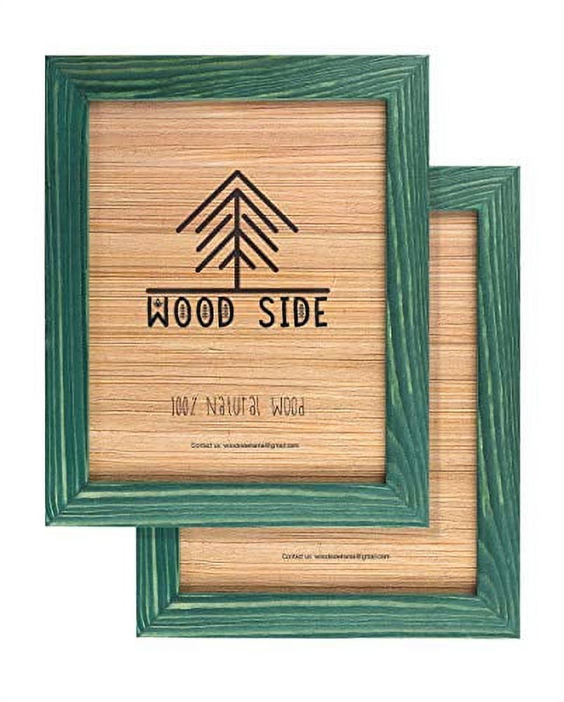 Rustic Wooden Picture Frames 8x10 - Green - Set of 2 - Natural Eco Solid Wood and High Definition Real Glass for Wall Hanging and Tabletop Photo Frame