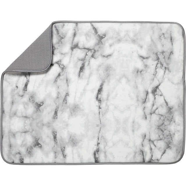 S&T INC. Absorbent, Reversible XL Microfiber Dish Drying Mat for Kitchen, 18 Inch x 24 Inch, Marble