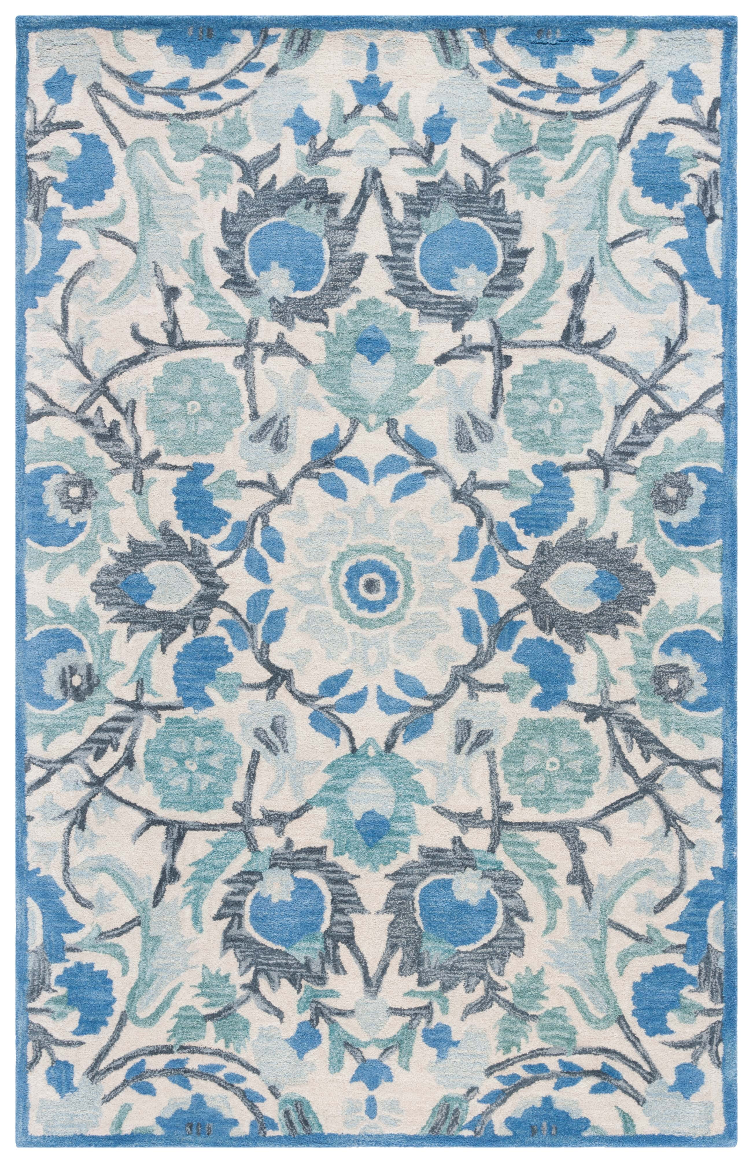 Antiquity AT59 Hand Tufted Area Rug - Ivory/Blue - 5'x8' - Safavieh.