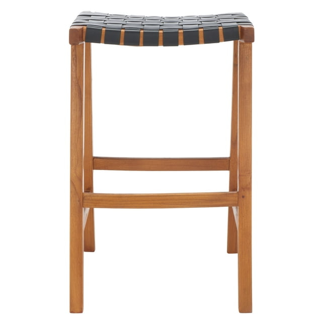 SAFAVIEH Abreu Modern Style Rectangle Barstool, Black/Natural (20 in. W x 18.5 in. D x 30 in. H)