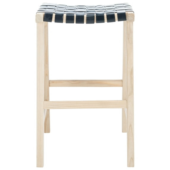 SAFAVIEH Abreu Rectangle Barstool, Black/Light Natural (18.5 in. W x 20 in. D x 30 in. H)