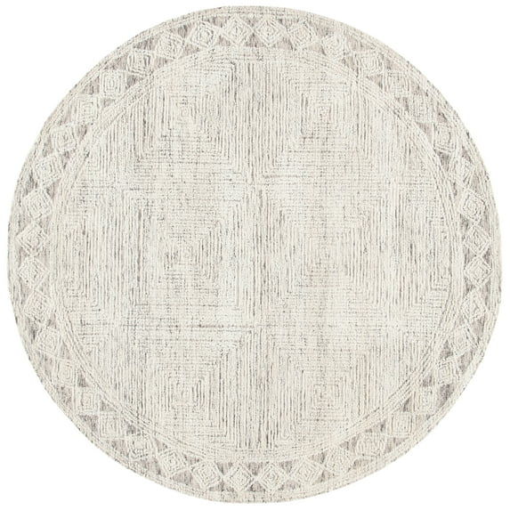 SAFAVIEH Abstract Augustine Geometric Wool Area Rug, Ivory/Grey, 10' x 10' Round