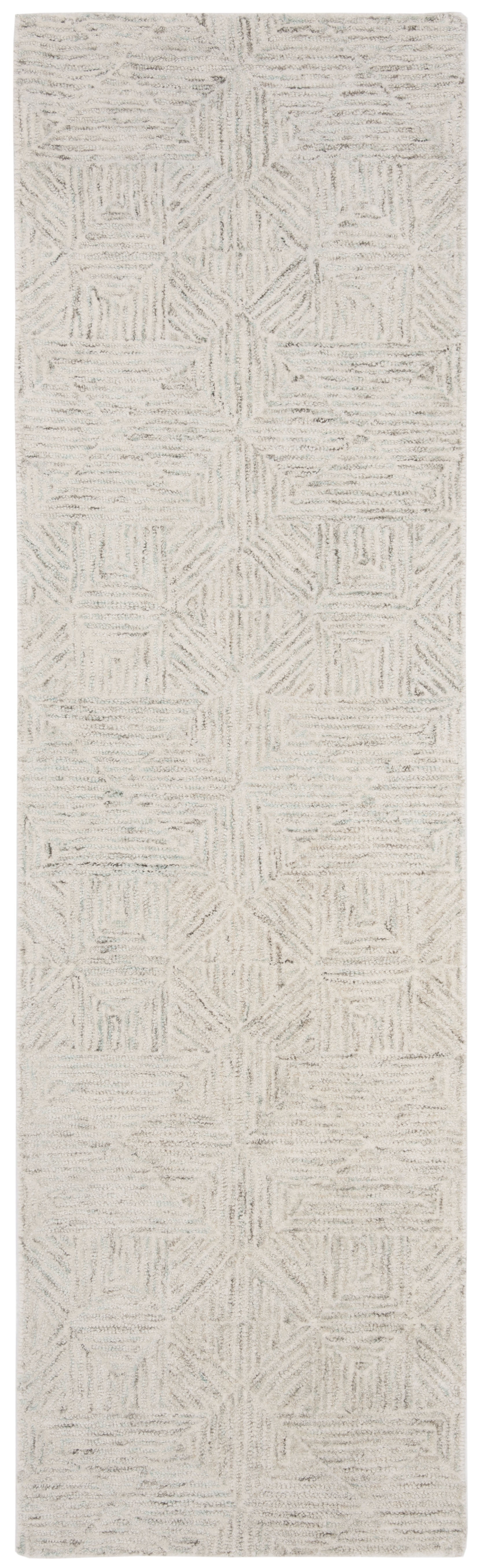 SAFAVIEH Abstract Brock Geometric Runner Rug, Ivory/Light Blue, 2'3" x 6'