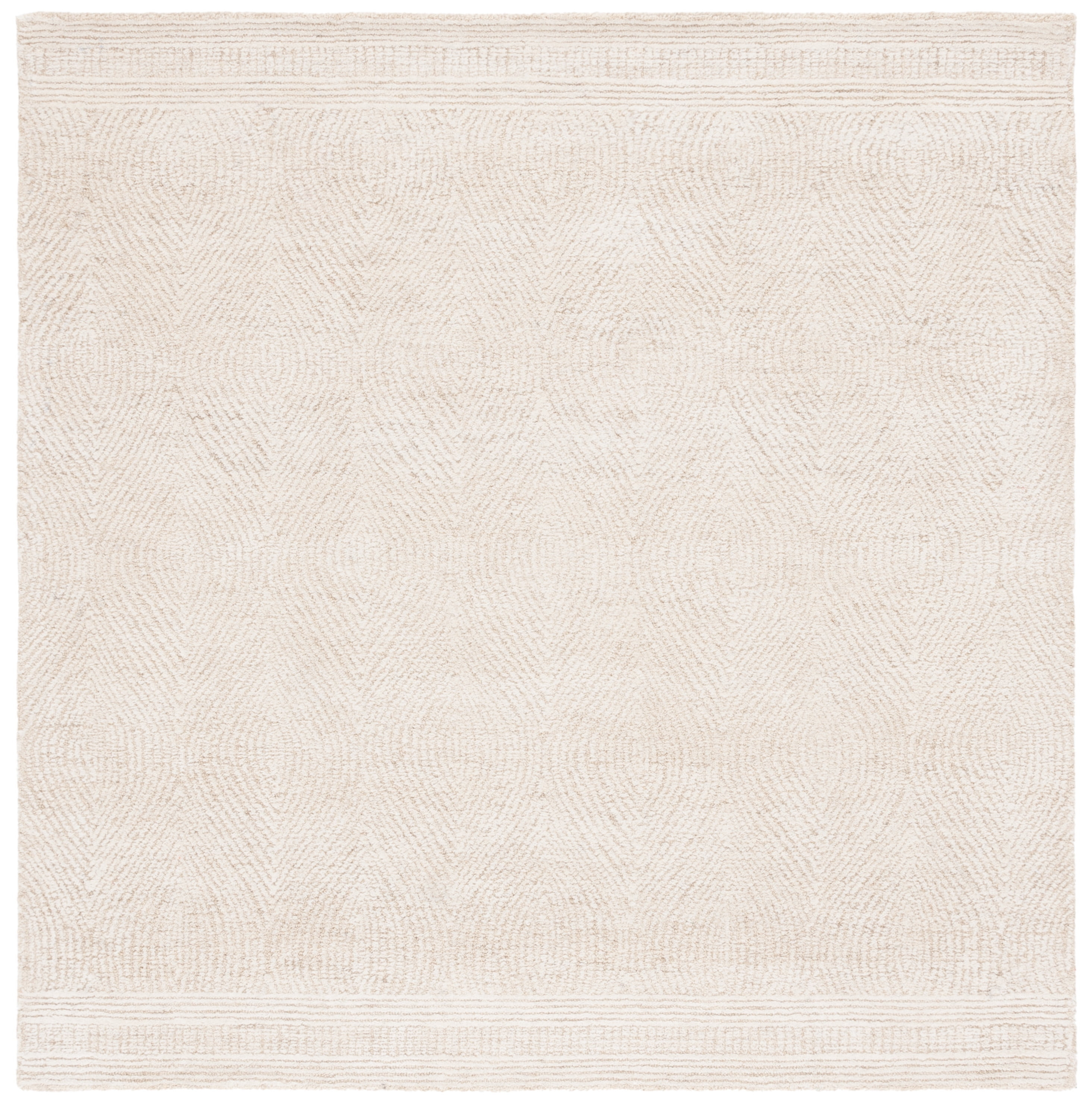 SAFAVIEH Abstract Caelestinus Ogee Wool Area Rug, Ivory/Beige, 6' x 6' Square