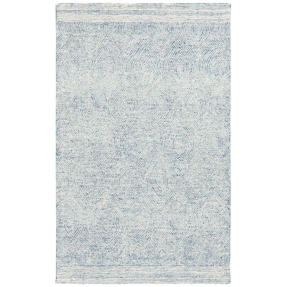 SAFAVIEH Abstract Caelestinus Ogee Wool Area Rug, Ivory/Navy, 6' x 9'