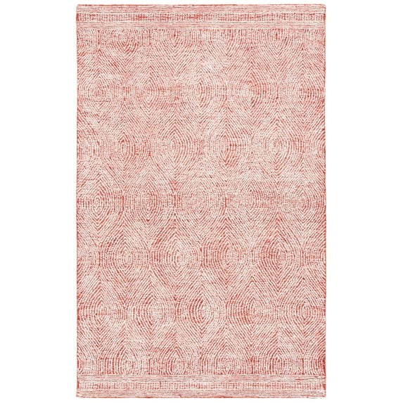 SAFAVIEH Abstract Caelestinus Ogee Wool Area Rug, Ivory/Red, 6' x 9'
