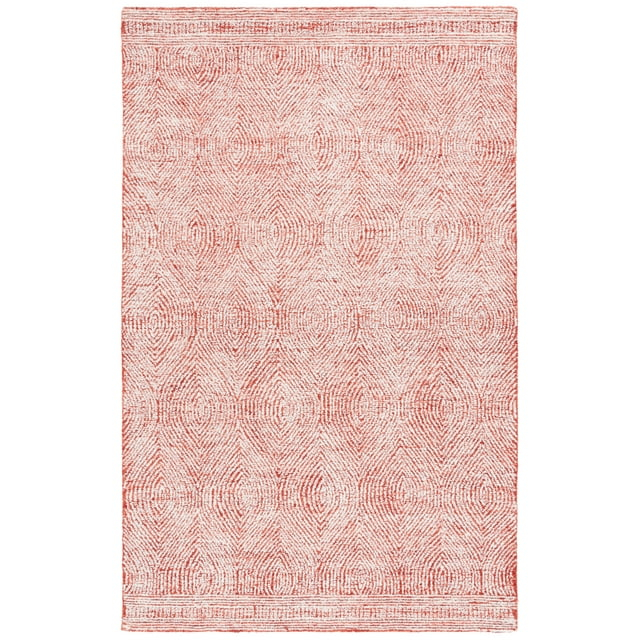 SAFAVIEH Abstract Caelestinus Ogee Wool Area Rug, Ivory/Red, 6' x 9'